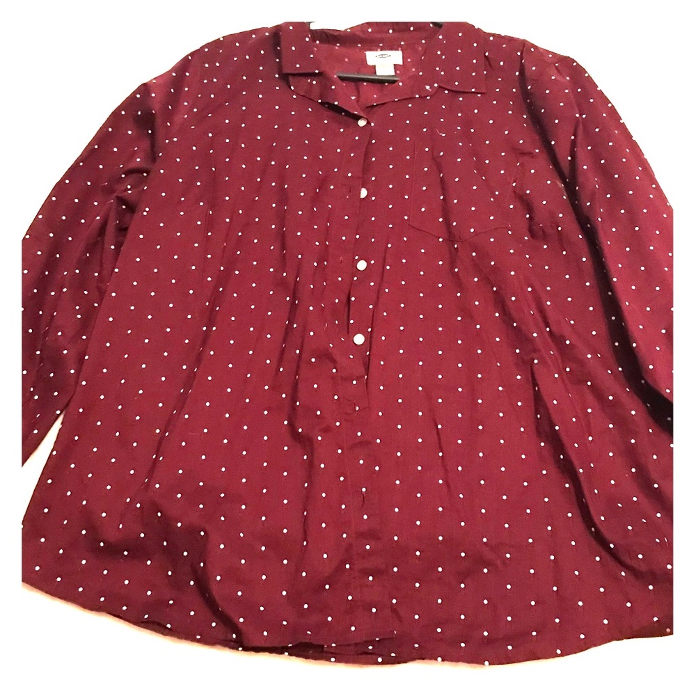 Polka-dot collard shirt quart-sleeve